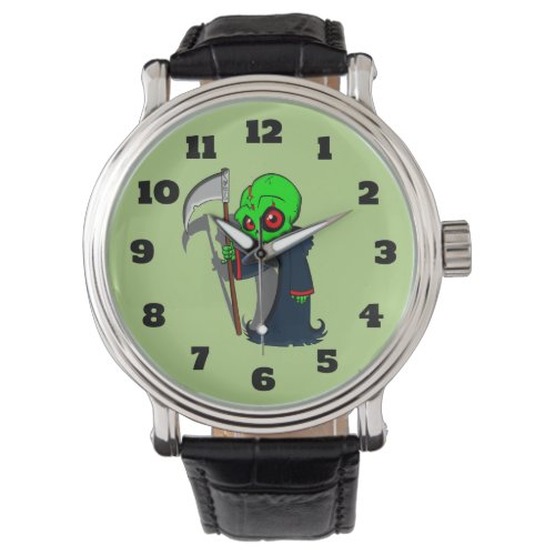 Smiling Grim Reaper Illustration Creepy Cool Watch