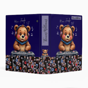 Smiling Grizzly Bear DJ, Happy Music Jungle Mini Binder