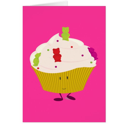 Smiling gummy bear cupcake cards (Front)