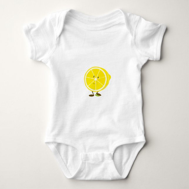 Smiling half lemon character baby bodysuit (Front)