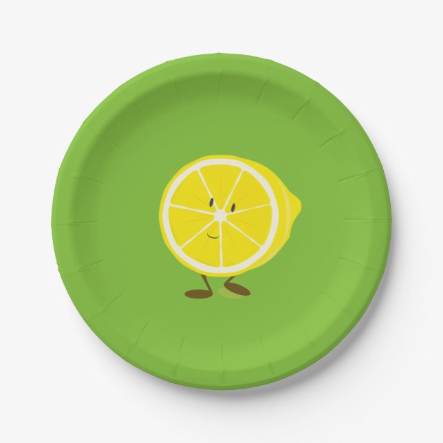 Smiling half lemon paper plates (Front)