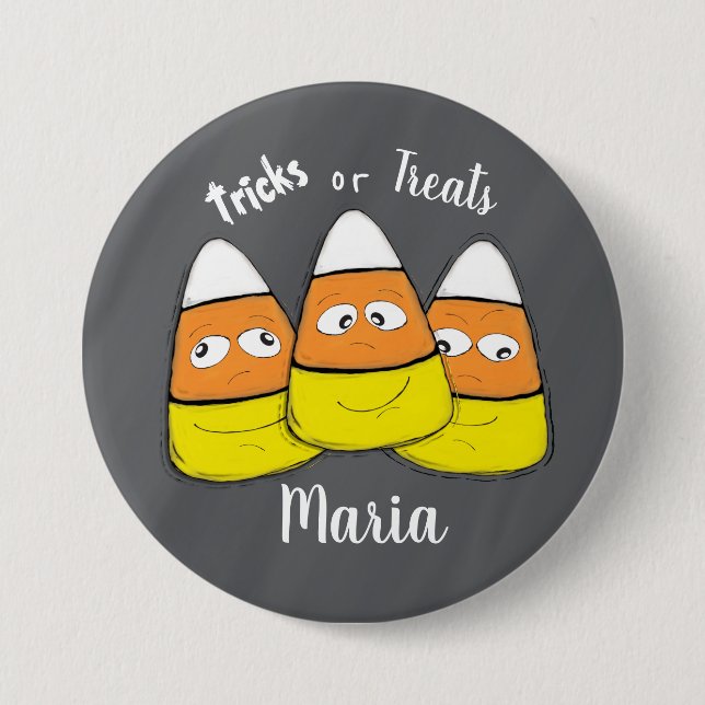 Smiling Halloween Corn Candy Button (Front)