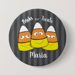 Smiling Halloween Corn Candy Classic Round Sticker Button