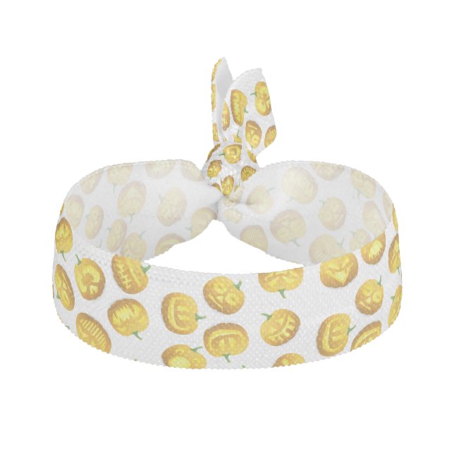 Smiling Halloween Jack-o-Lantern Hair Tie (Front)