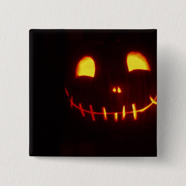 Smiling Halloween Jack-o-Lantern Pinback Button (Front)
