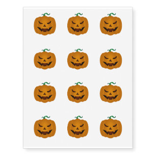 Smiling Halloween Jack-O-Lantern Pumpkin Pattern Temporary Tattoos