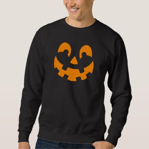 Smiling Halloween Pumpkin Face In Orange Color Sweatshirt