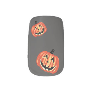 Smiling Halloween pumpkin Minx Nail Art