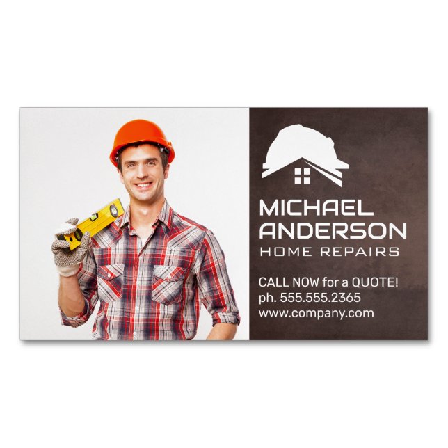 Smiling Handyman Business Card Magnet (Front)