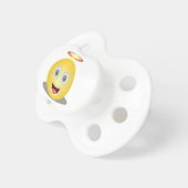 Smiling Happy Baby Face Emoji with Angel Halo Pacifier (Front Right)