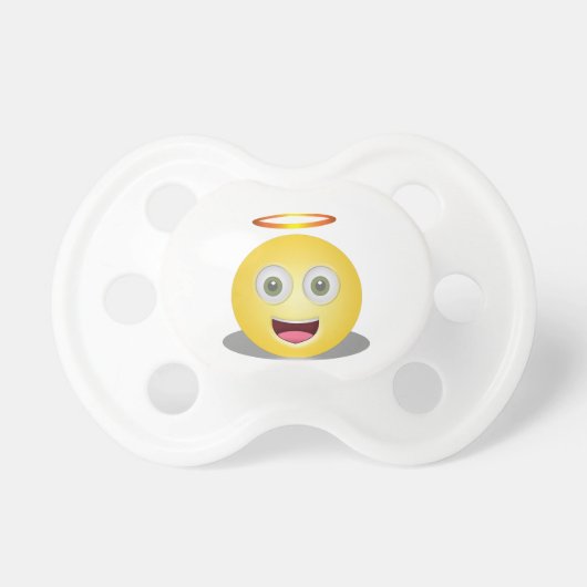 Smiling Happy Baby Face Emoji with Angel Halo Pacifier (Front)