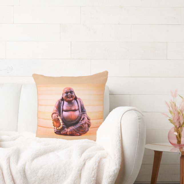 Smiling Happy Buddha Throw Pillow (Couch)