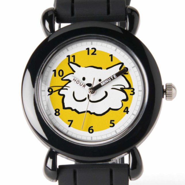 Smiling Happy Cat Cartoon in Yellow and Black Watch (Creator Uploaded)