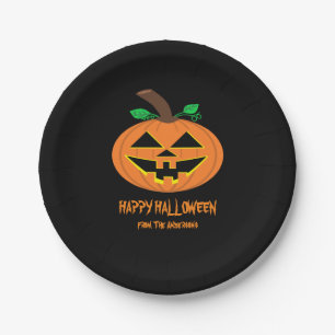 Smiling Happy Halloween Pumpkin Paper Plates