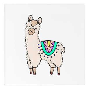 smiling happy llama alpaca cartoon animal drawing acrylic print