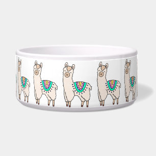smiling happy llama alpaca cartoon animal drawing  bowl
