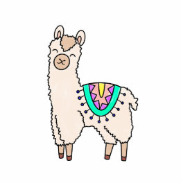 smiling happy llama alpaca cartoon animal drawing cutout