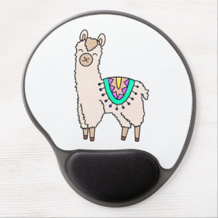 smiling happy llama alpaca cartoon animal drawing  gel mouse pad