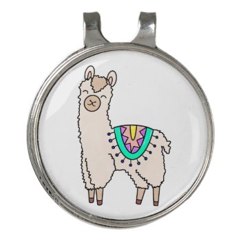 Smiling Happy Llama Alpaca Cartoon Animal Drawing  Golf Hat Clip by CharmedPix at Zazzle