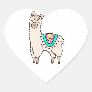 smiling happy llama alpaca cartoon animal drawing heart sticker