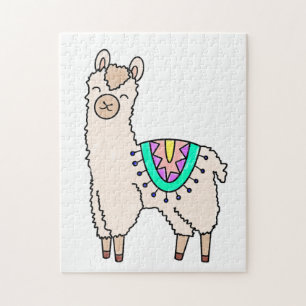 smiling happy llama alpaca cartoon animal drawing jigsaw puzzle