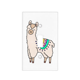 smiling happy llama alpaca cartoon animal drawing light switch cover
