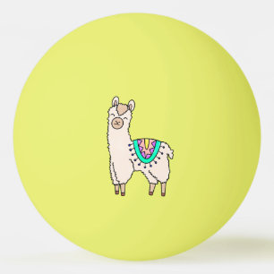 smiling happy llama alpaca cartoon animal drawing  ping pong ball