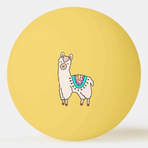 smiling happy llama alpaca cartoon animal drawing  ping pong ball