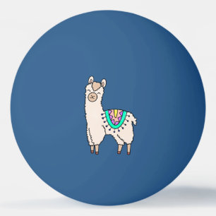 smiling happy llama alpaca cartoon animal drawing  ping pong ball