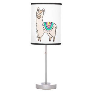 smiling happy llama alpaca cartoon animal drawing table lamp