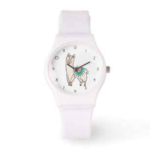 smiling happy llama alpaca cartoon animal drawing watch