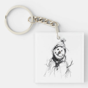 Smiling Happy Snowman Keychain
