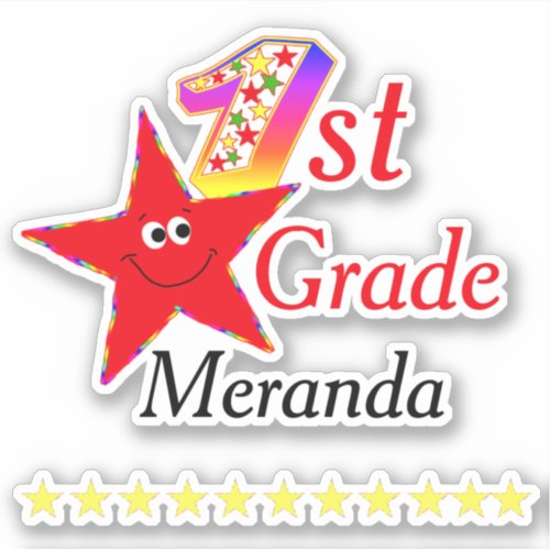 Smiling Happy Star 1st Grade Sticker