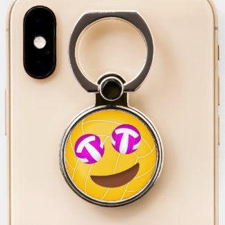 Smiling happy volleyball eyes emoji phone ring stand