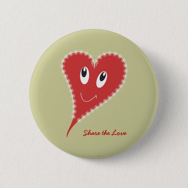 Smiling Heart Valentine’s Pinback Button (Front)