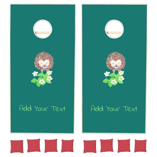 Smiling Hedgehog Personalized Cornhole Set (Set)