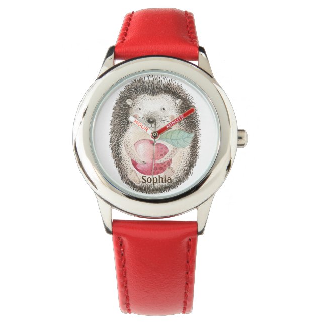 Smiling Hedgehog with Apple Personalized Watch (Front)