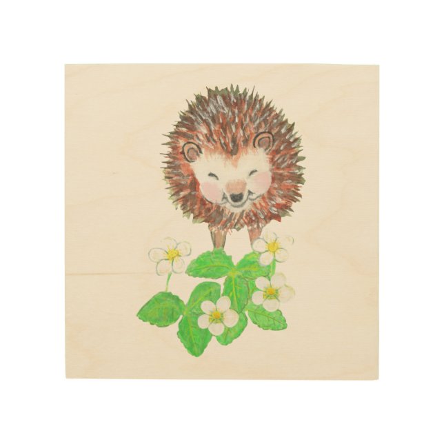 Smiling Hedgehog Wood Wall Art (Front)