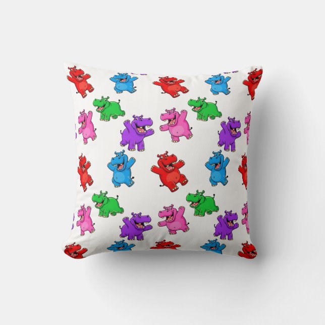 Smiling Hippo Collection Throw Pillow (Front)