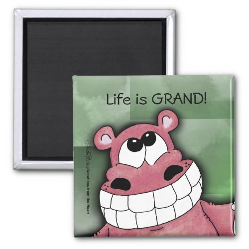Smiling Hippo_Pink Magnet