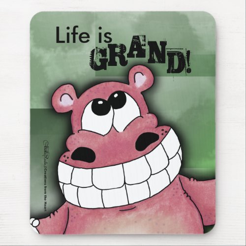 Smiling Hippo_Pink Mouse Pad