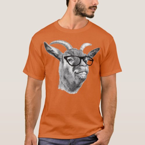 Smiling Hipster Goat Sketch T_Shirt