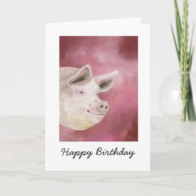 Smiling Hog Birthday Card (Front)