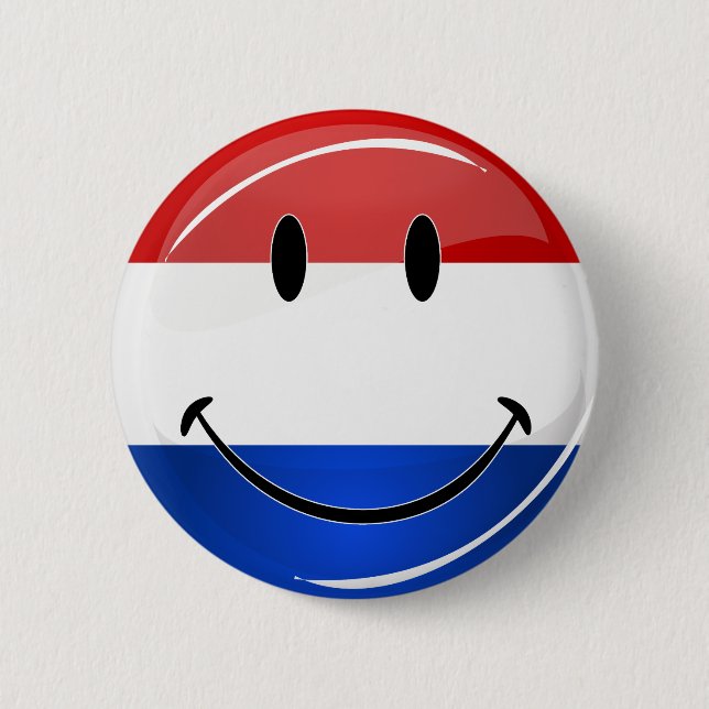 Smiling Holland Netherlands Flag Button (Front)