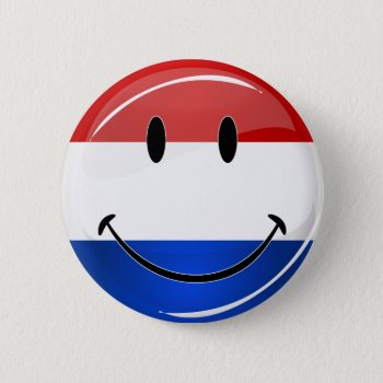 Smiling Holland Netherlands Flag Button by HappyPlanetShop at Zazzle