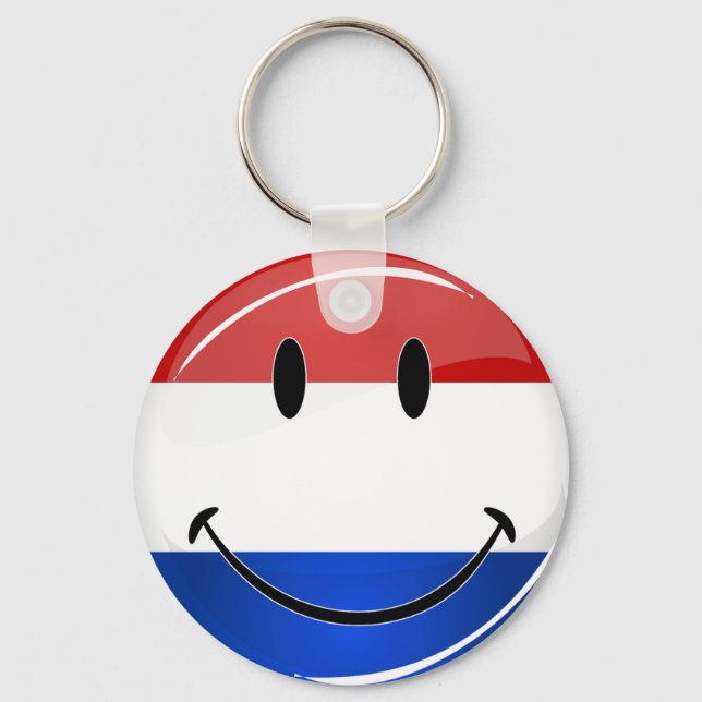 Smiling Holland Netherlands Flag Keychain (Front)
