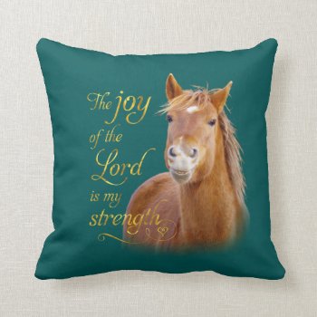 Smiling Horse Bible Quote Throw Pillow by Walnut_Creek at Zazzle