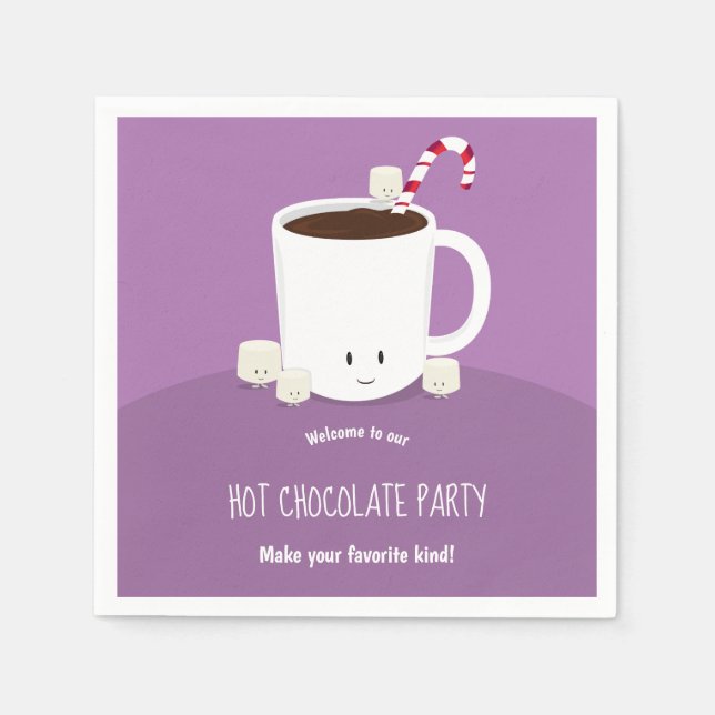 Smiling Hot Chocolate Hot Cocoa Christmas Party Napkins (Front)