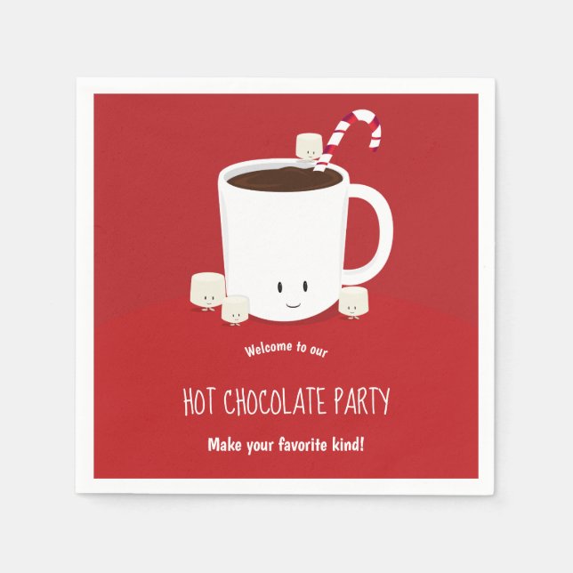 Smiling Hot Chocolate Hot Cocoa Christmas Party Napkins (Front)
