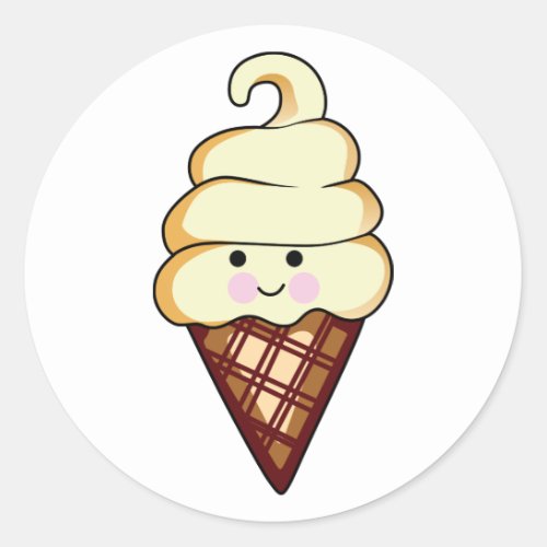 Smiling Ice Cream Classic Round Sticker